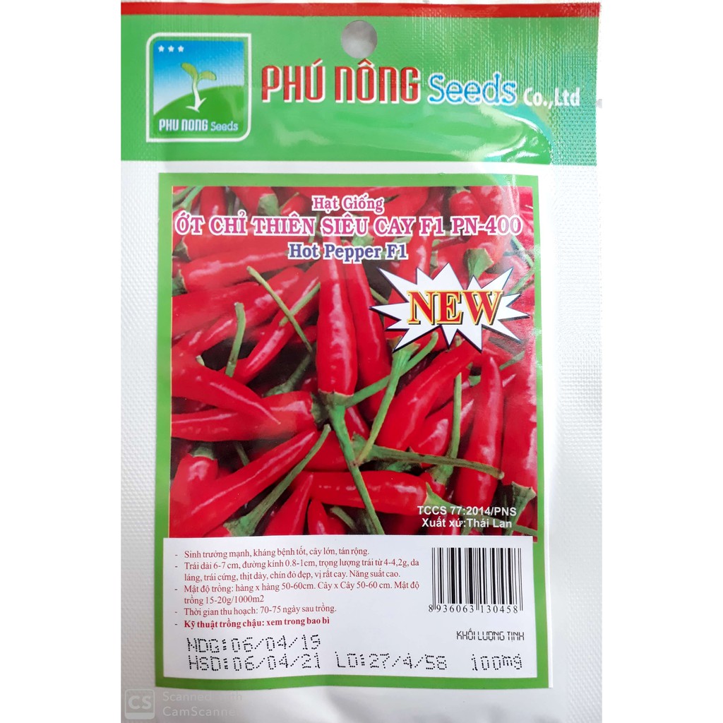 Hạt giống Ớt chỉ thiên siêu cay PN-400
