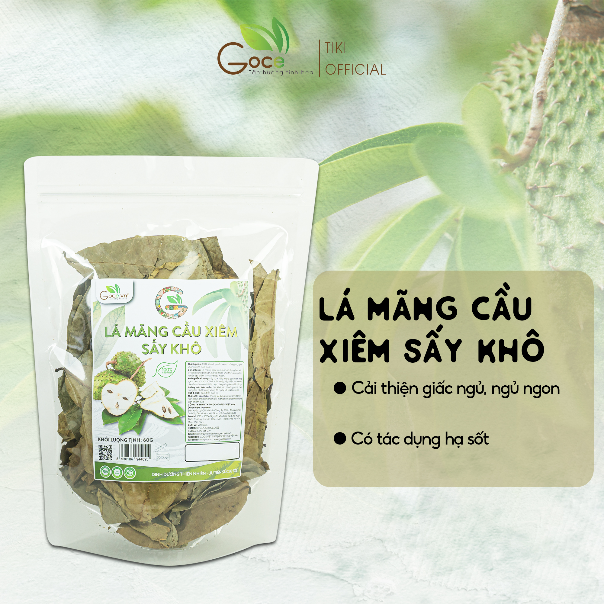 Lá mãng cầu xiêm sấy khô Goce - 60g