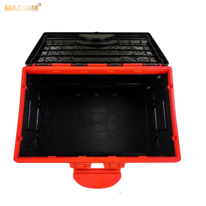 Hộp đựng đồ 48l đen pha đỏ xếp gọn kích thước 50cm x 32cm x 31cm - hộp đựng đồ trong cốp ô tô nhãn hiệu Macsim chất liệu PP cao cấp