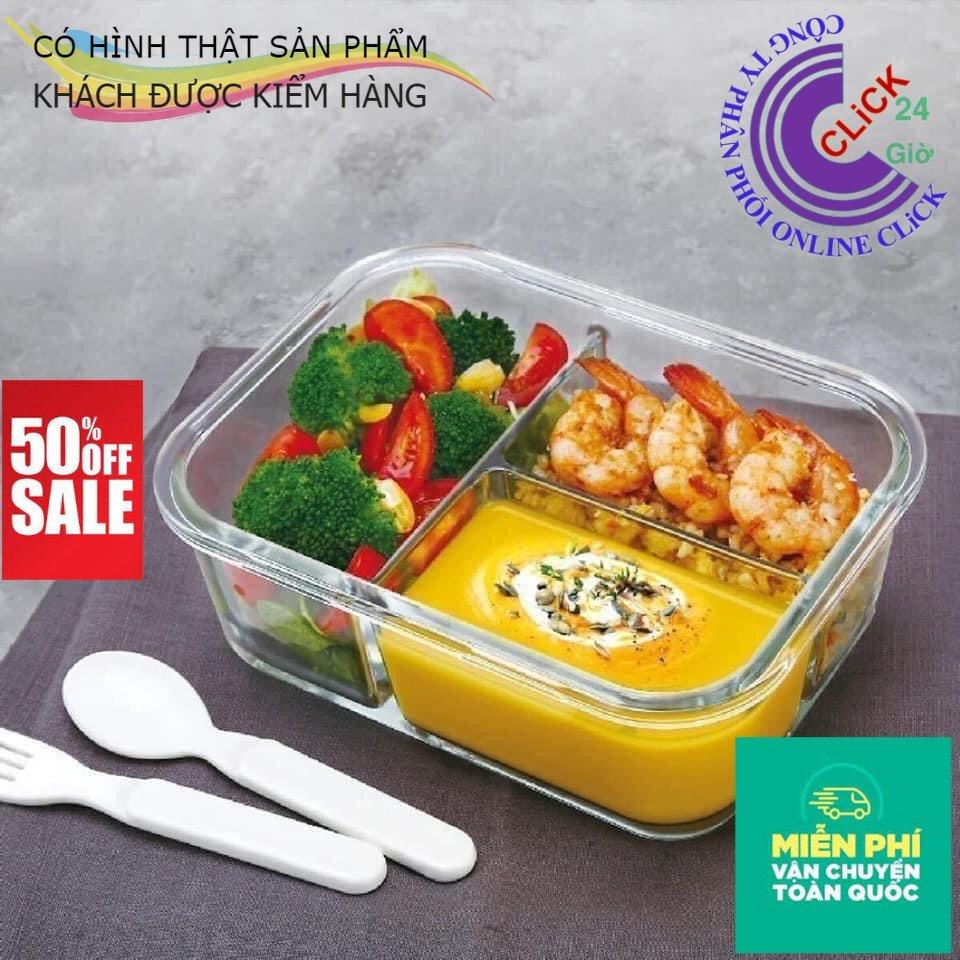 Hộp Cơm Văn Phòng Thủy Tinh 3 Ngăn Chịu Nhiệt Sang Trọng - Hàng Cao Cấp