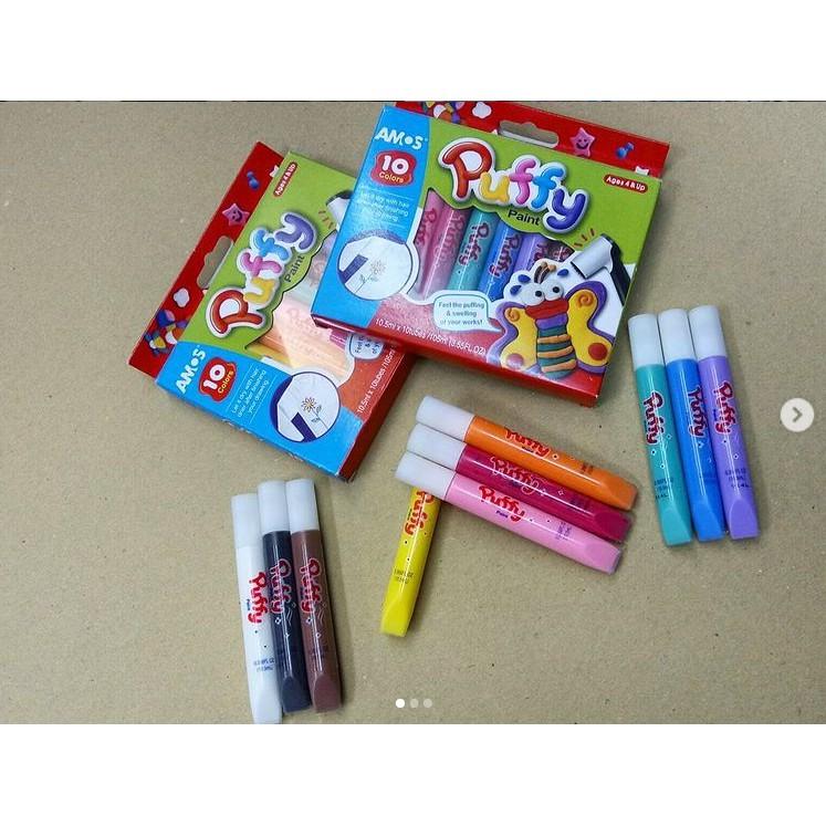 Bút màu sơn nhập khẩu Hàn Quốc AMOS Puffy paint Hộp 10 màu PUP10P10