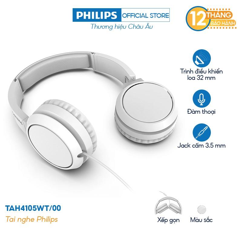 Tai nghe Philips TAH4105WT/00, Có dây - Hàng nhập khẩu