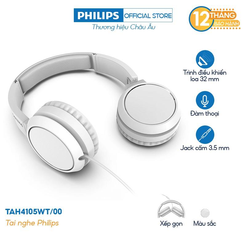 Tai nghe Philips TAH4105WT/00, Có dây  - Hàng Chính hãng , Bảo hành 12 tháng