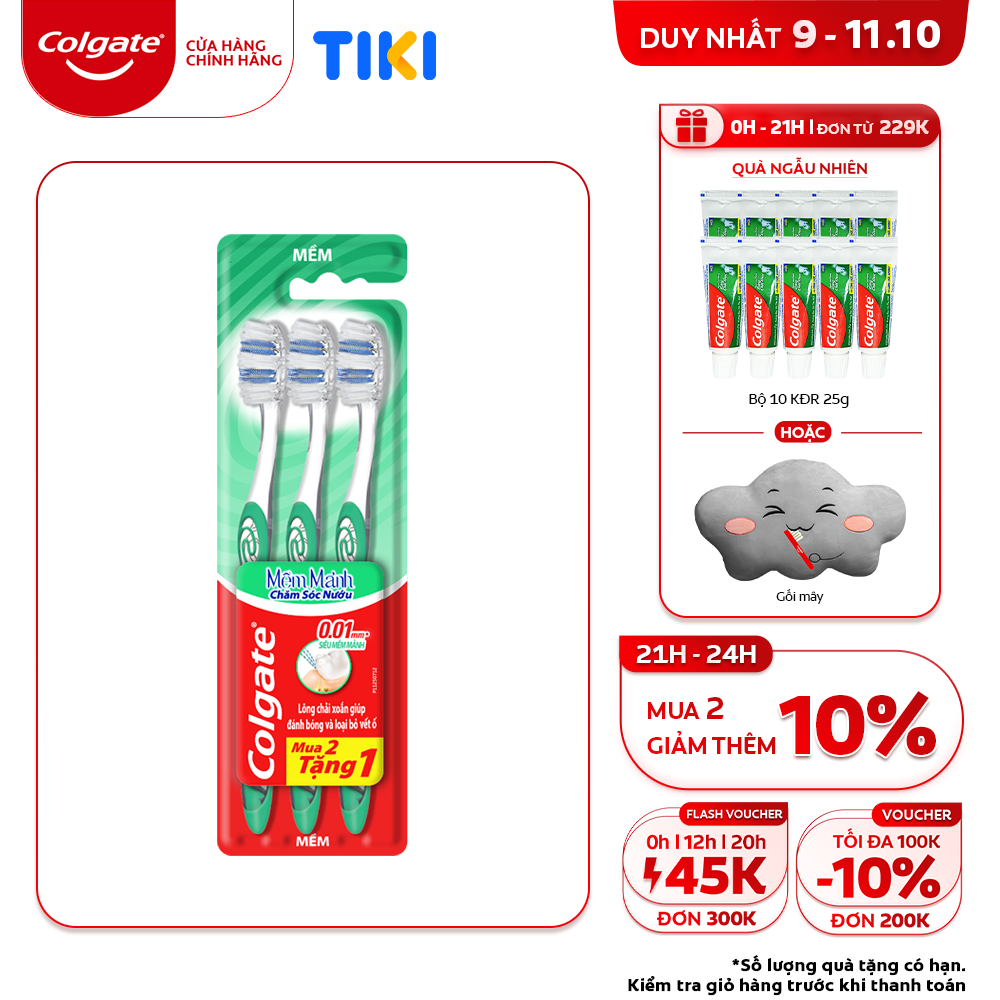 Bộ 3 bàn chải Colgate chăm sóc nướu ( màu ngẫu nhiên )