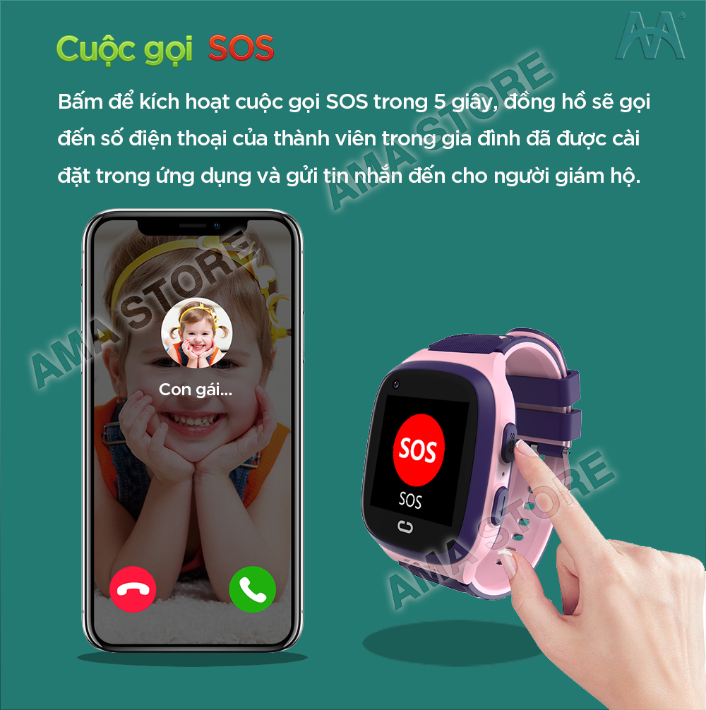 Đồng hồ Trẻ em Thông minh Gọi Video Call 4G, GPS, Wifi Chống nước Định vị Chính xác AMA Watch LT31 - Hàng nhập khẩu