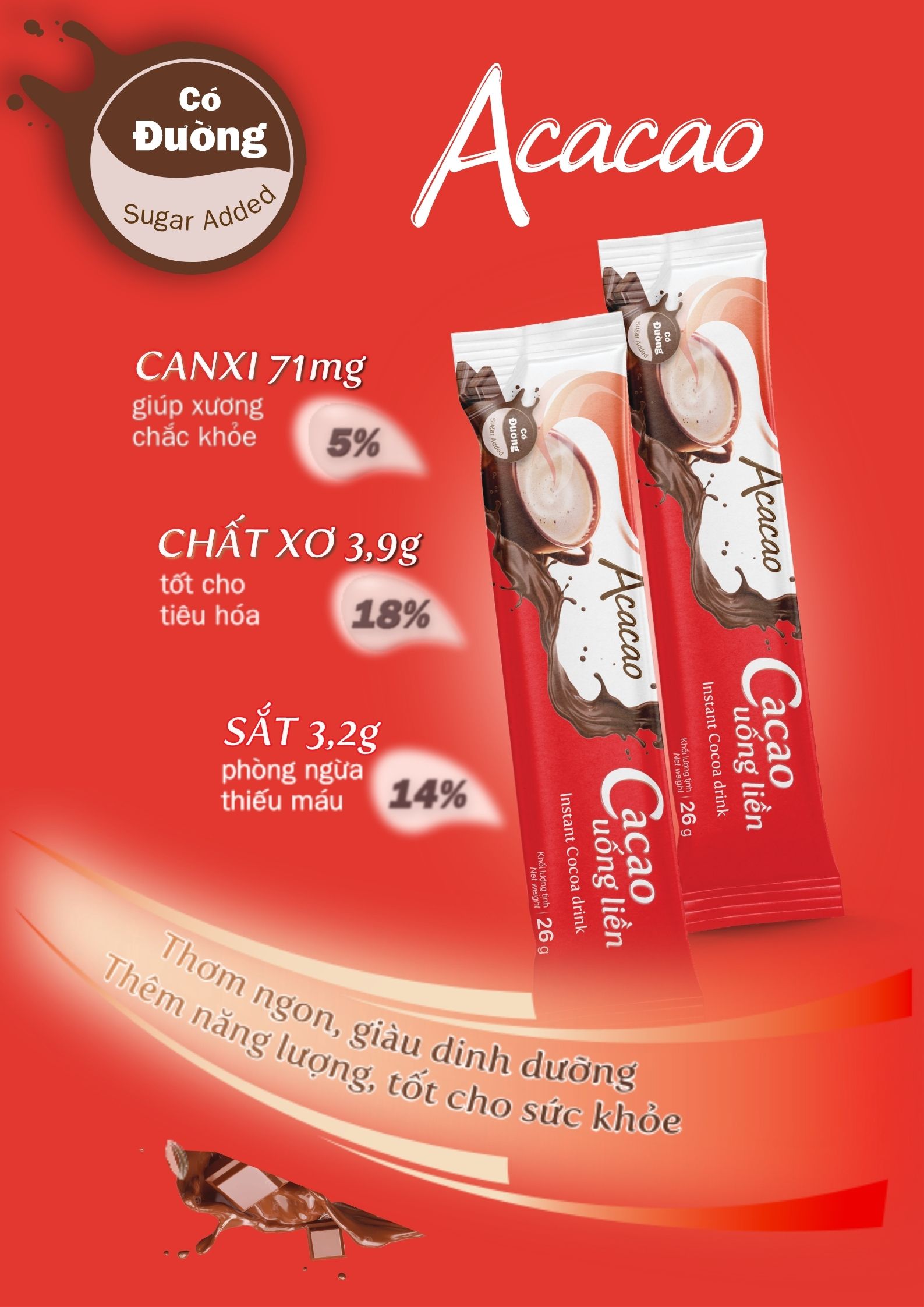 Combo 3 hộp bột Sô Cô La dinh dưỡng VỊ BẠC HÀ, SỮA DỪA và NGUYÊN BẢN phòng ngừa thiếu máu