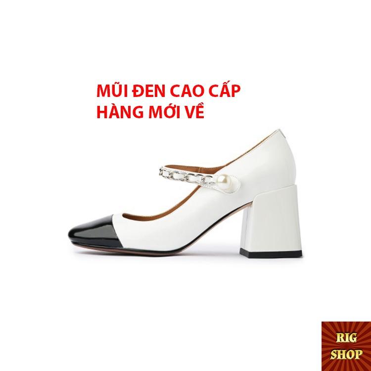 GIÀY CAO GÓT MŨI BO TRÒN ĐẾ 6CM QUAI XÍCH NGỌC SIÊU SANG - D19