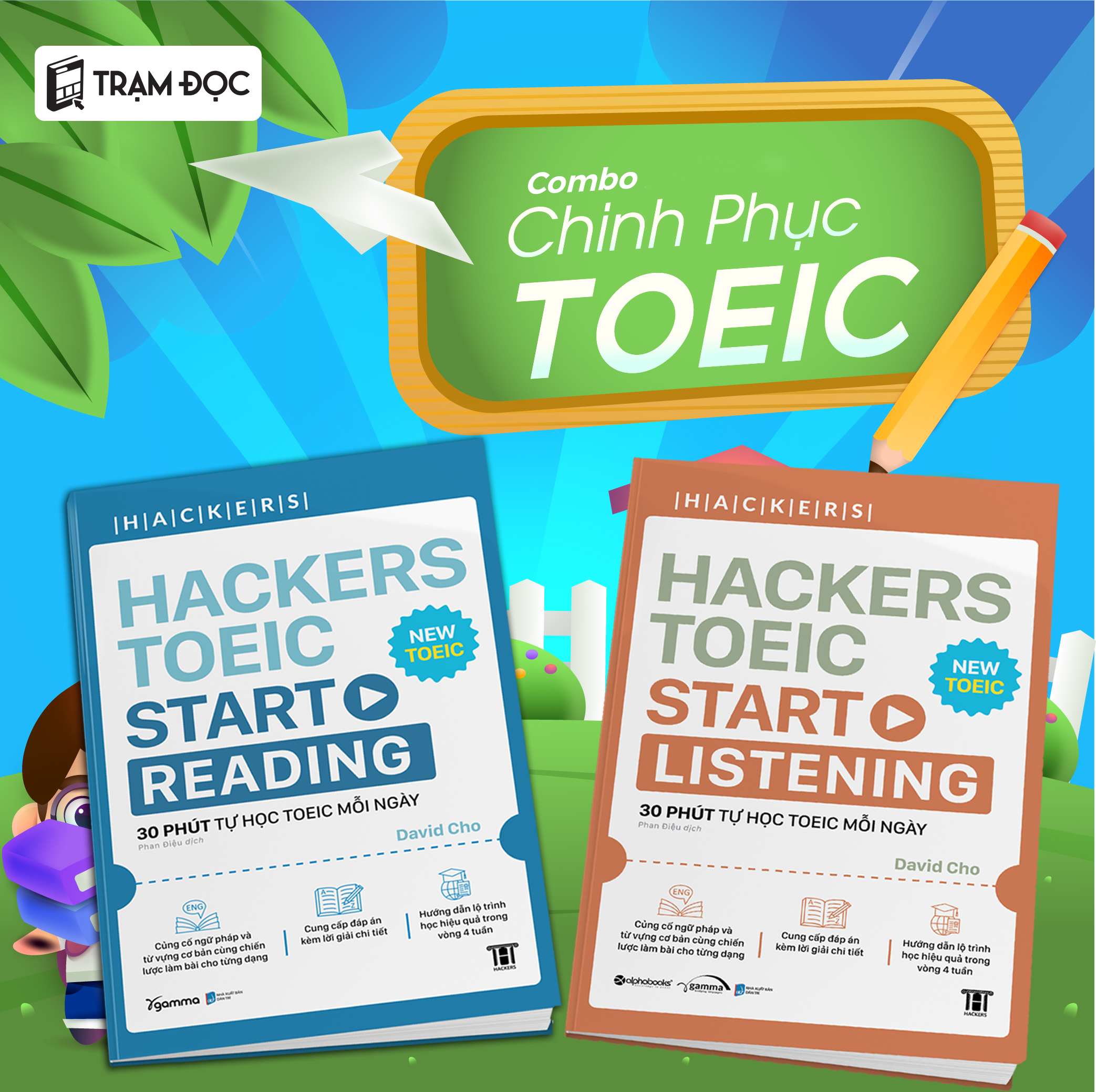 Trạm Đọc Official | Combo Sách Hacker TOEIC : Hackers TOEIC Start Listening + Hackers TOEIC Start Reading