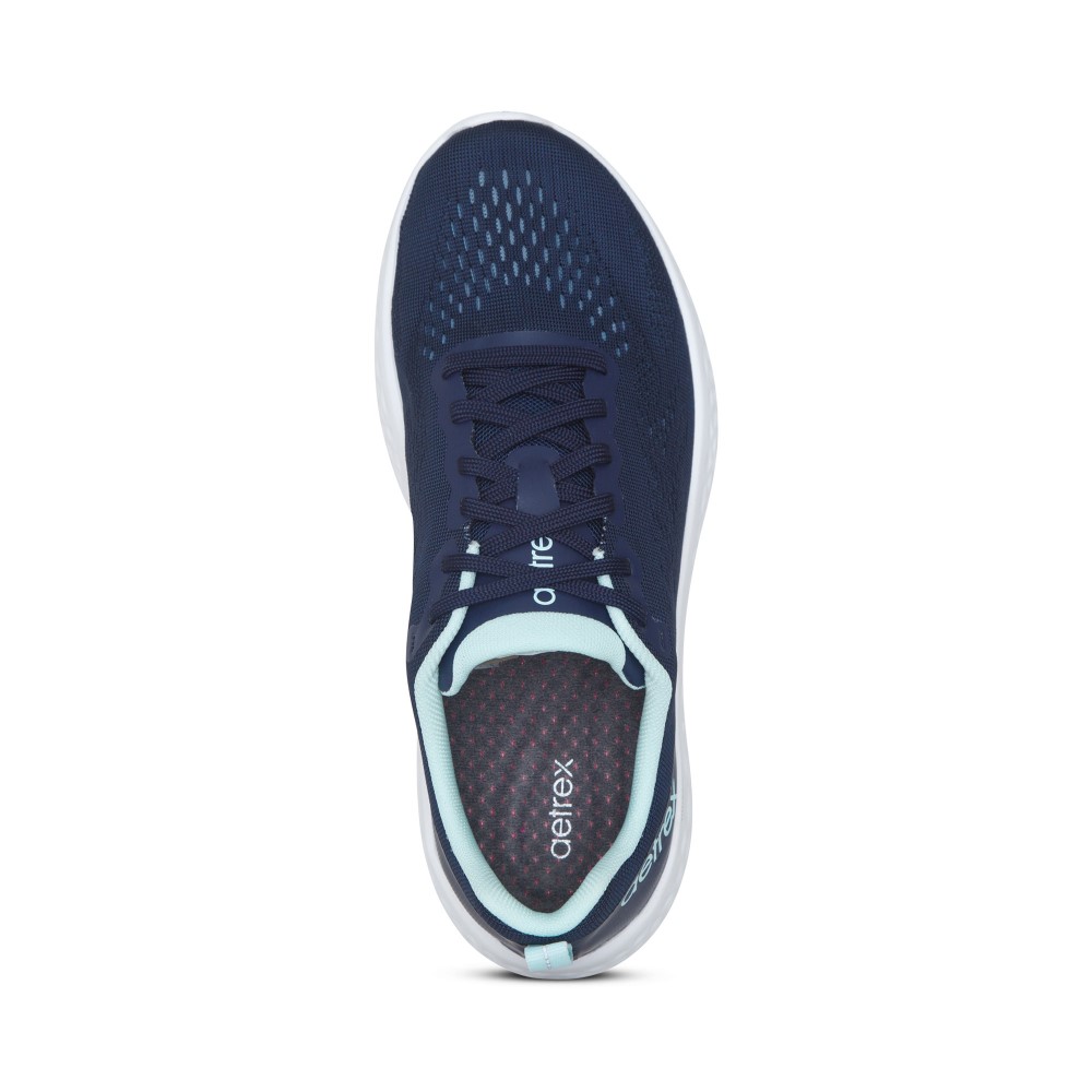 Giày sức khoẻ nữ Aetrex Danika Navy - giày sneaker đế cao