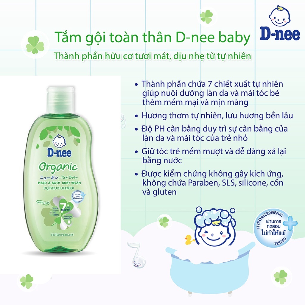 Dung Dịch Tắm Gội Toàn Thân Cho Bé Dưới 3 Tuổi D-nee Oganic - Tem phụ Công ty Đại Thịnh