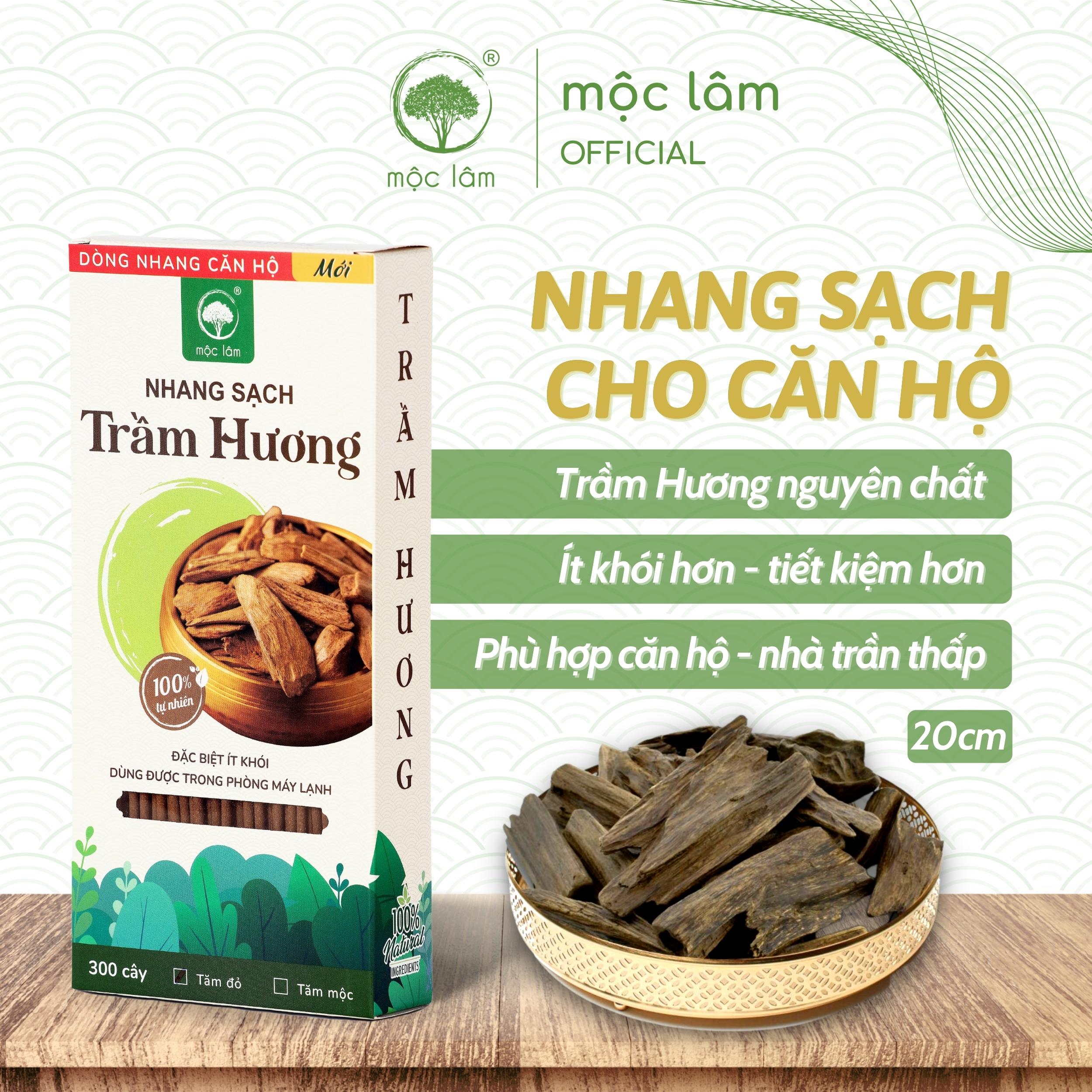 [NHANG 20cm] Nhang Trầm Hương MỘC LÂM 300cây, Nhang Sạch Ít Khói, Hương Thơm Dịu Nhẹ , Nhang Căn Hộ Chung Cư Máy Lạnh