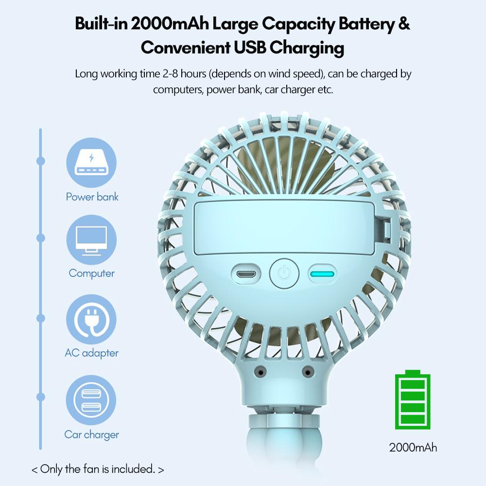 Quạt Mini Cầm Tay Với 3 Tốc Độ Có Thể Điều Chỉnh Sạc Usb