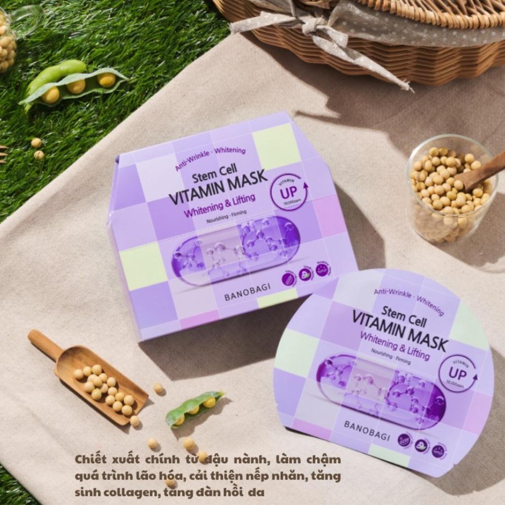 Hộp 10 Mặt Nạ Giấy Banobagi Stem Cell Vitamin Mask Whitening & Lifting 30ml/Miếng