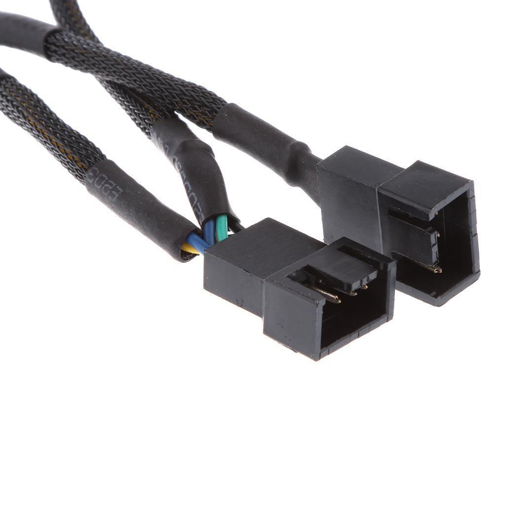 4 Pin Fan Power Cable PWM Fan Splitter Lead 1 to 3 Adapter Black Sleeved