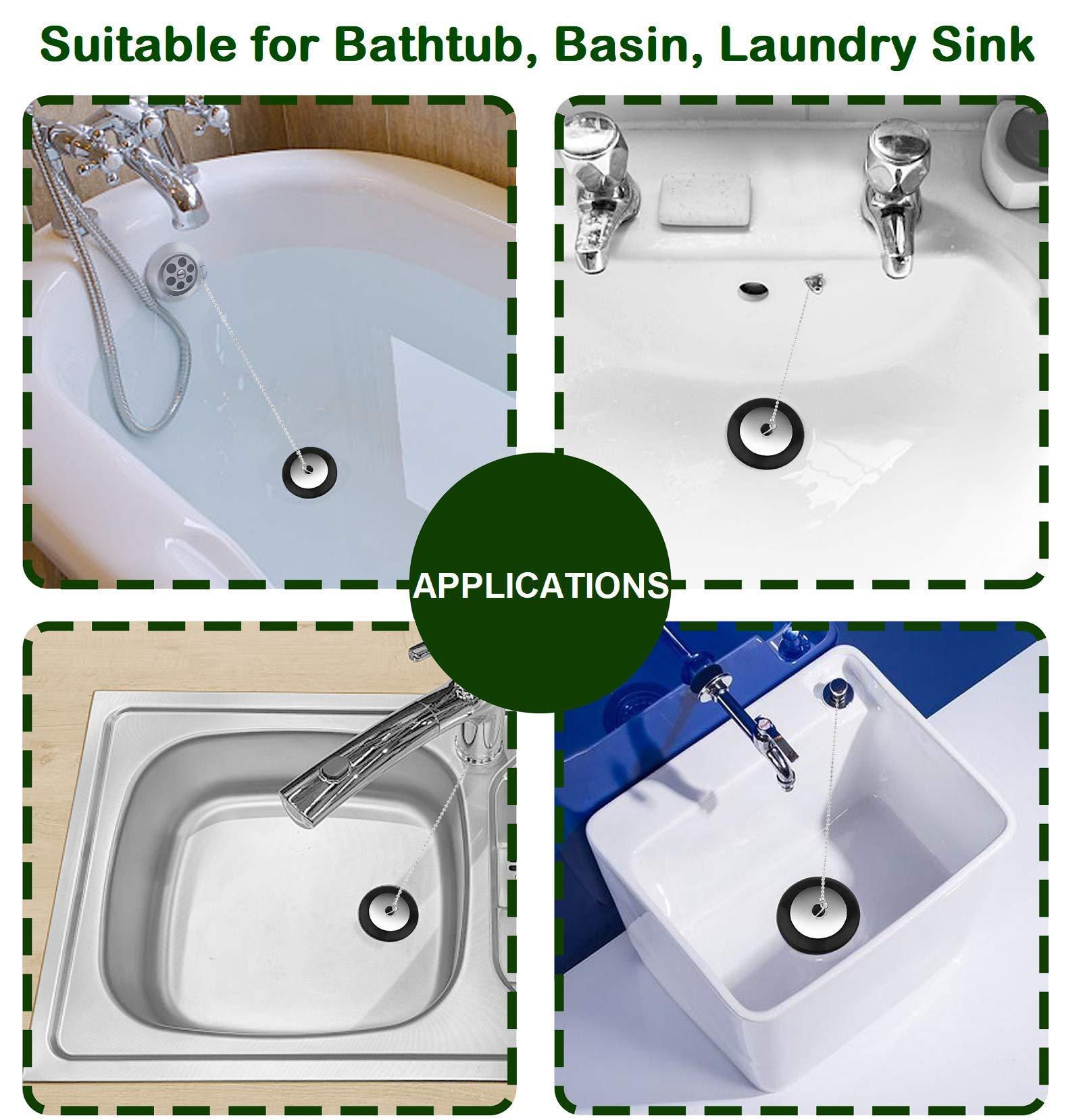 Phích cắm của Universal Wash Basin - Công cụ thoát nước cao su / phích cắm thoát nước với chuỗi bóng bằng thép không gỉ cho hệ thống thoát nước 40 mm / 43 mm / 50 mm