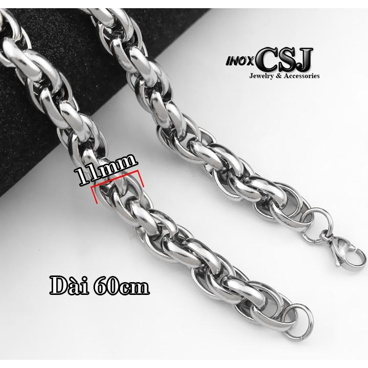 DÂY CHUYỀN NAM INOX 3 KHOEN LỒNG ĐẠI 11MM đẹp, không đen