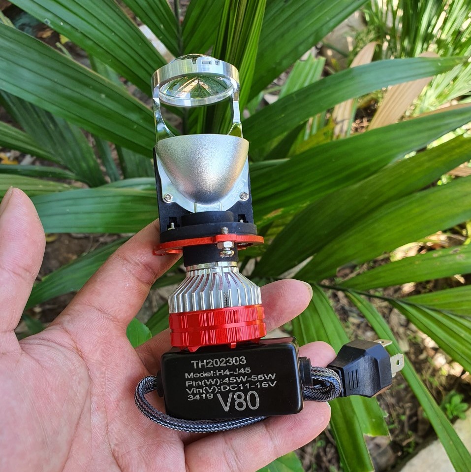 100W Cắt sáng chống chói - Đèn pha led ô tô xe máy V80 H4-J45 cao câp siêu sáng