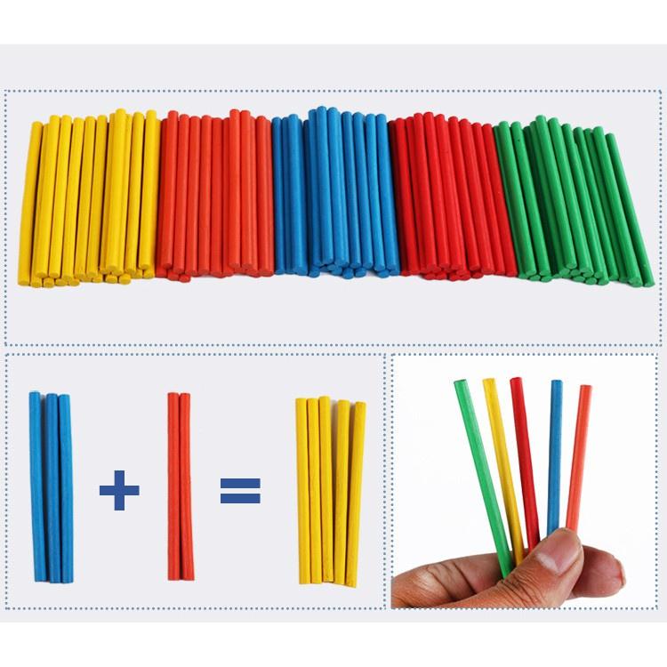 Bộ giáo cụ que tính học toán và thẻ ghép số học phép tính tư duy, giáo cụ cho bé