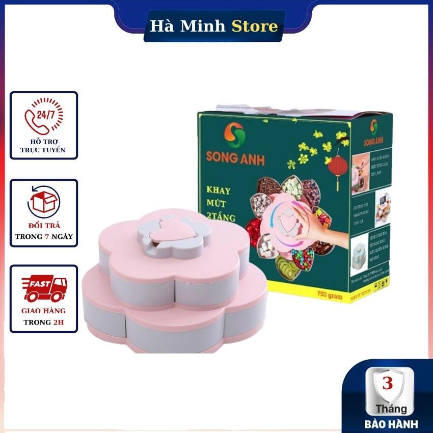 Khay đưng mứt song anh 1-2 tầng xoay mở 360 độ tiện lợi gọn gàng hàng khay đựng mứt Hà Minh Store