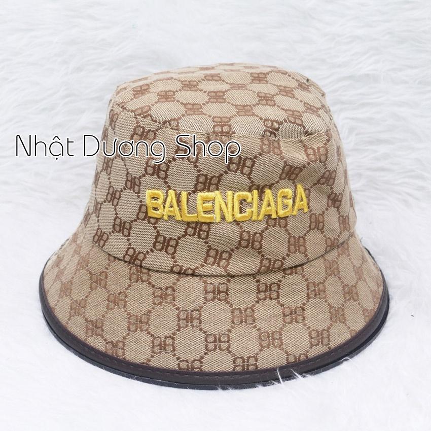 Mũ bucket vành tròn nón tai bèo cụp thêu chữ vải cotton dệt có may tem phía trong, vành nón có viên da phù hợp cho nữ.