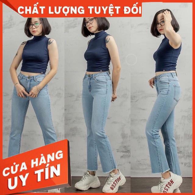 QUẦN JEANS LOE XANH TRƠN LƯNG CAO