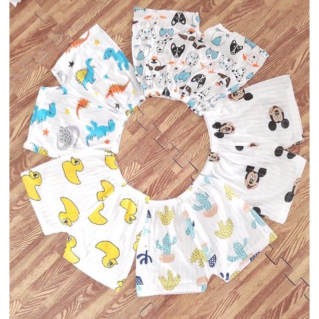 Quần đùi chục cotton giấy in họa tiết cho bé 0-15 tháng