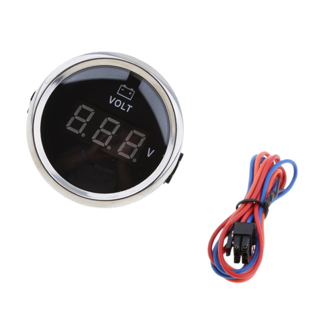 2" 52mm Red LED Digital Marine Volt Gauge