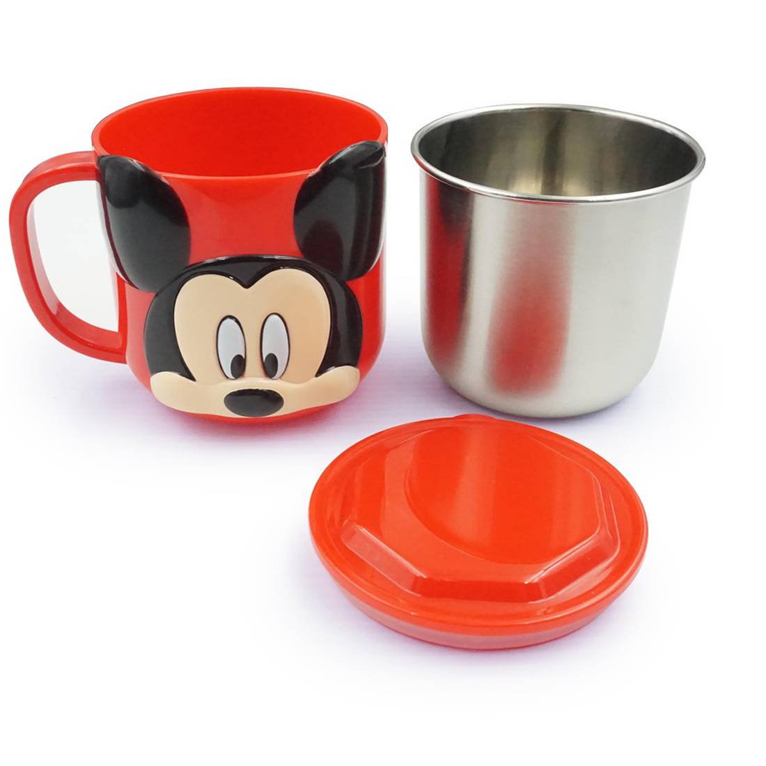 Ly cốc giữ nhiệt Disney hình chuột Mickey Mouse 3D có nắp và quai cầm cho bé - 260ml