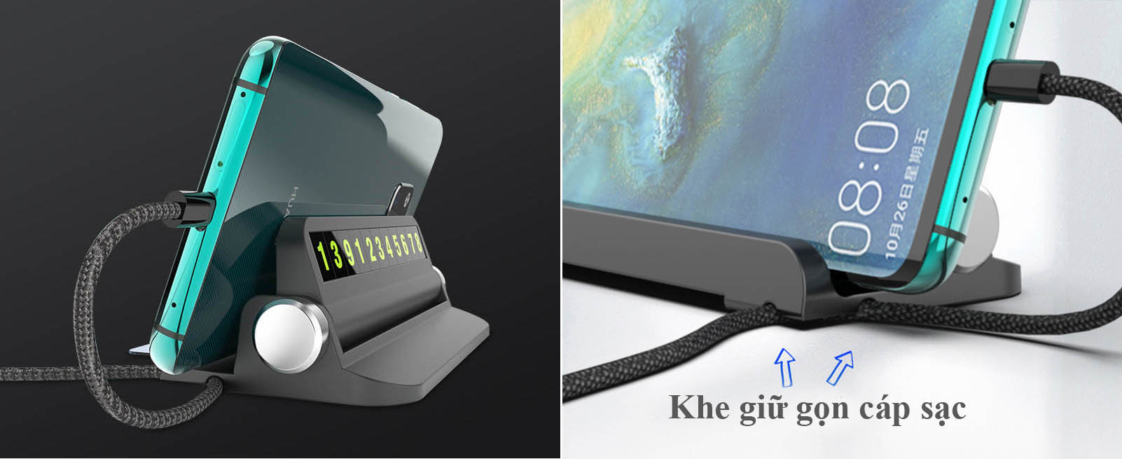Bảng số điện thoại gắn táp lô ô tô kiêm giá để điện thoại
