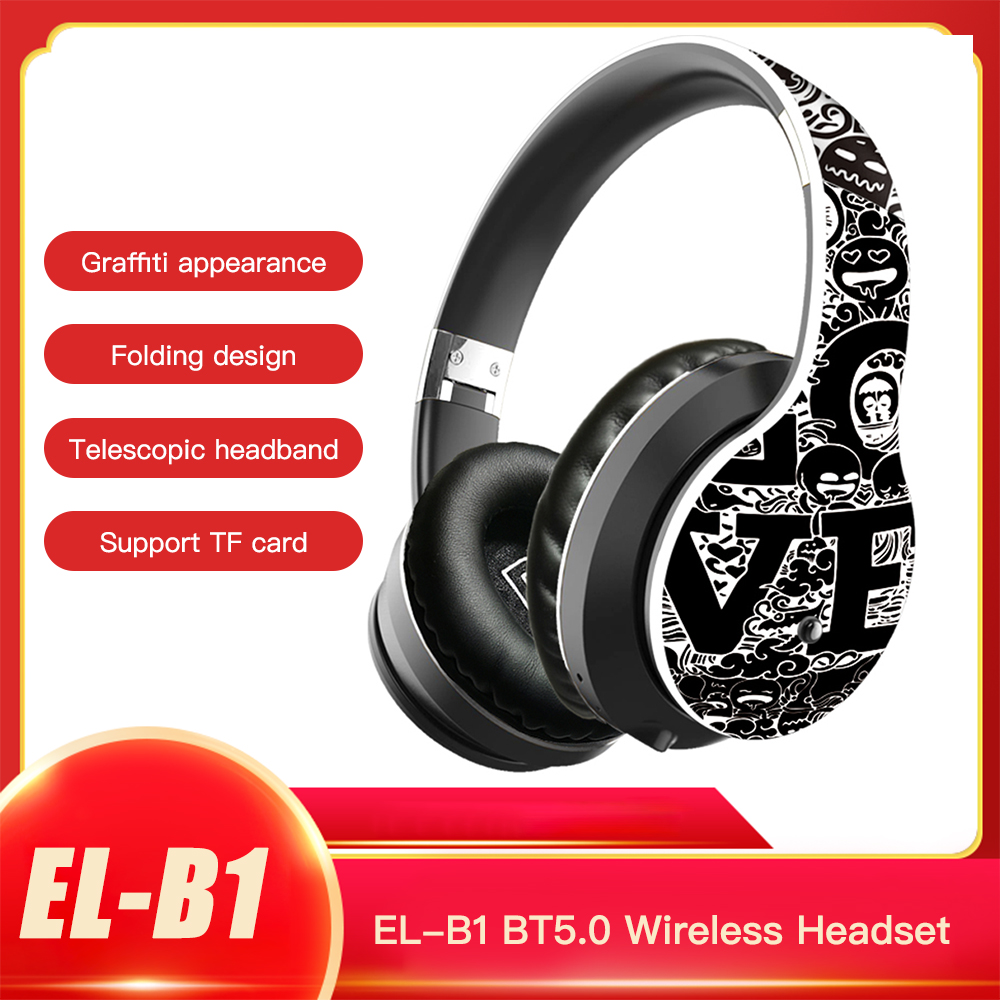 Tai Nghe Không Dây El-B1 BT5.0 Graffiti Hỗ Trợ Thẻ TF Chế Độ FM Giắc Cắm 3,5 Mm