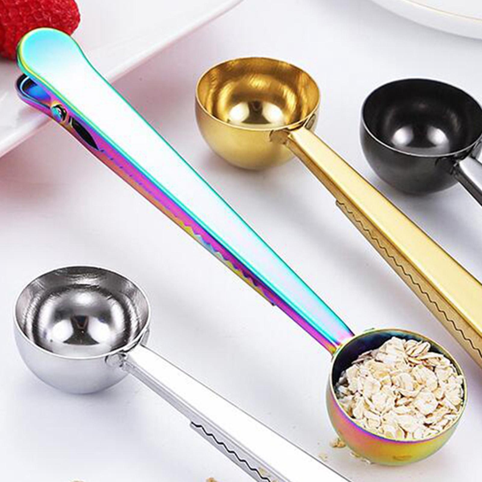 2 in 1 Coffee Bag Clip Coffee Powder Spoon Tablespoon for Milk Powder,