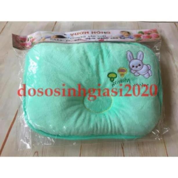 Gối lõm cho bé-Gối lõm Vườn Hồng nhung vuông chống méo đầu bé sơ sinh