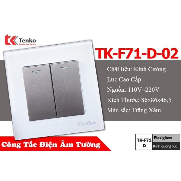 Công Tắc Âm Tường Mặt Kính Cường Lực 2 Nút Bấm TK-F71-D-02 White Mode