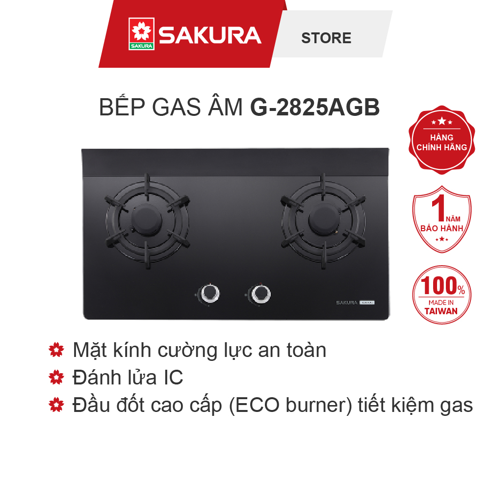 Bếp Gas Âm SAKURA G-2825AGB (Made in Taiwan) Hàng Chính Hãng