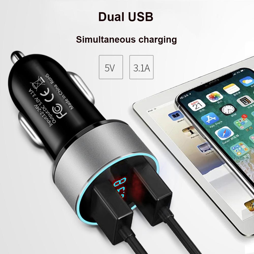 Bộ sạc xe hơi USB Bộ điều hợp bộ sạc xe lửa LED Voltmeter cho tất cả các loại điện thoại di động Bộ sạc thông minh usb sạc nhanh