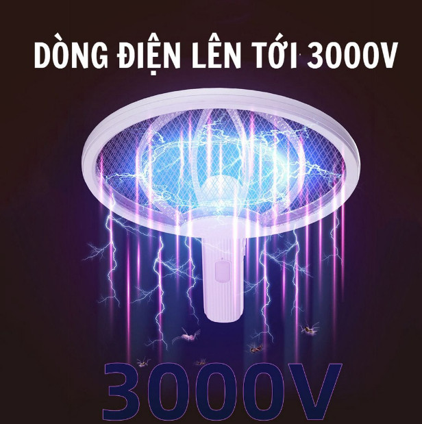 Vợt Muỗi Thông Minh Gấp Gọn 2 Chế Độ - Kiêm Đèn Bắt Muỗi Tự Động Ban Đêm, 2 Lớp Lưới Bảo Vệ An Toàn