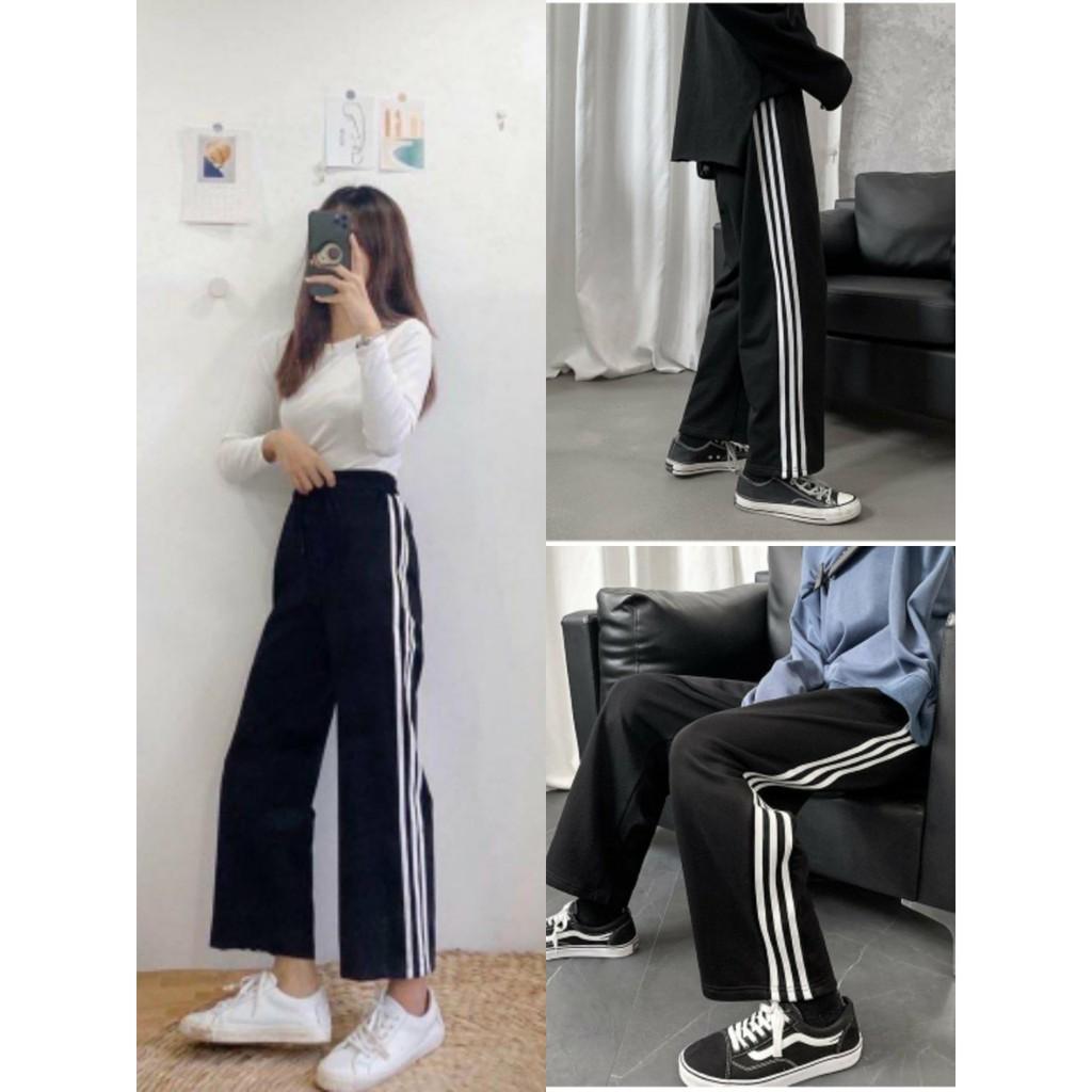 Quần Ống Suông Thể Thao 3 Gạch Roxie Unisex Nam Nữ Nỉ Cotton C004 có Video