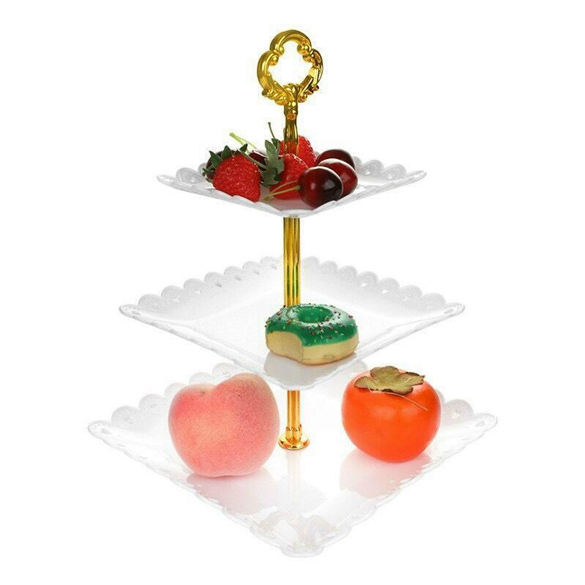 Khay Đựng Bánh Kẹo, Hoa Quả 3 Tầng Hình Tròn - Vuông Sang Trọng- Khay Chưng Tết - Hàng Loại 1 - Chính Hãng MINIIN