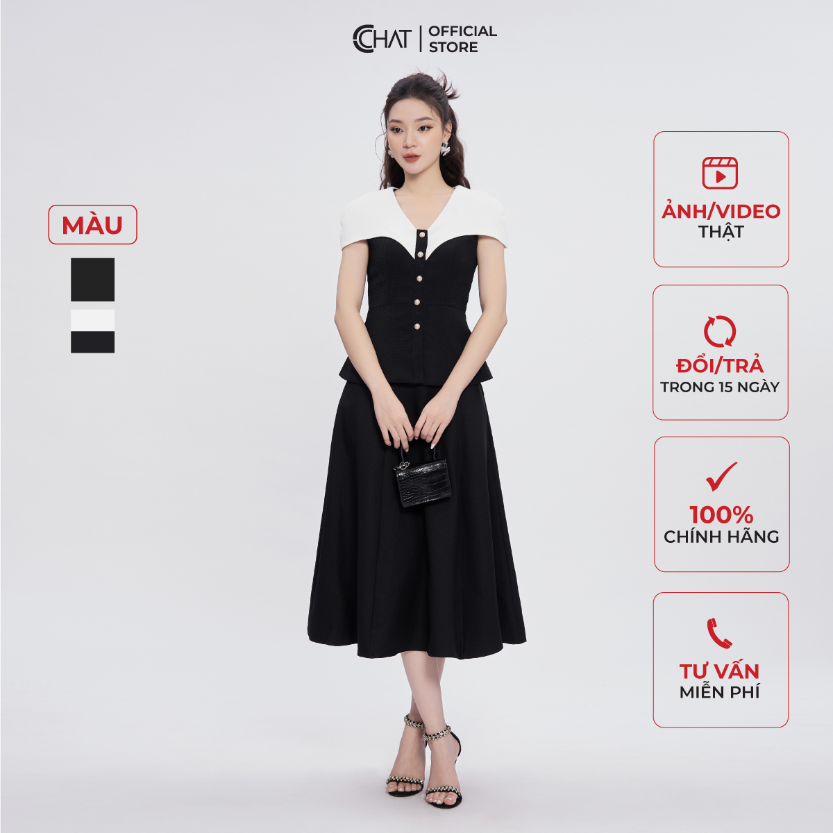 Áo Kiểu Nữ CCHATTay Nữ Hoàng Dáng Ôm Chất Xốp Cao Cấp Mềm Nhẹ 53FNX8014PT