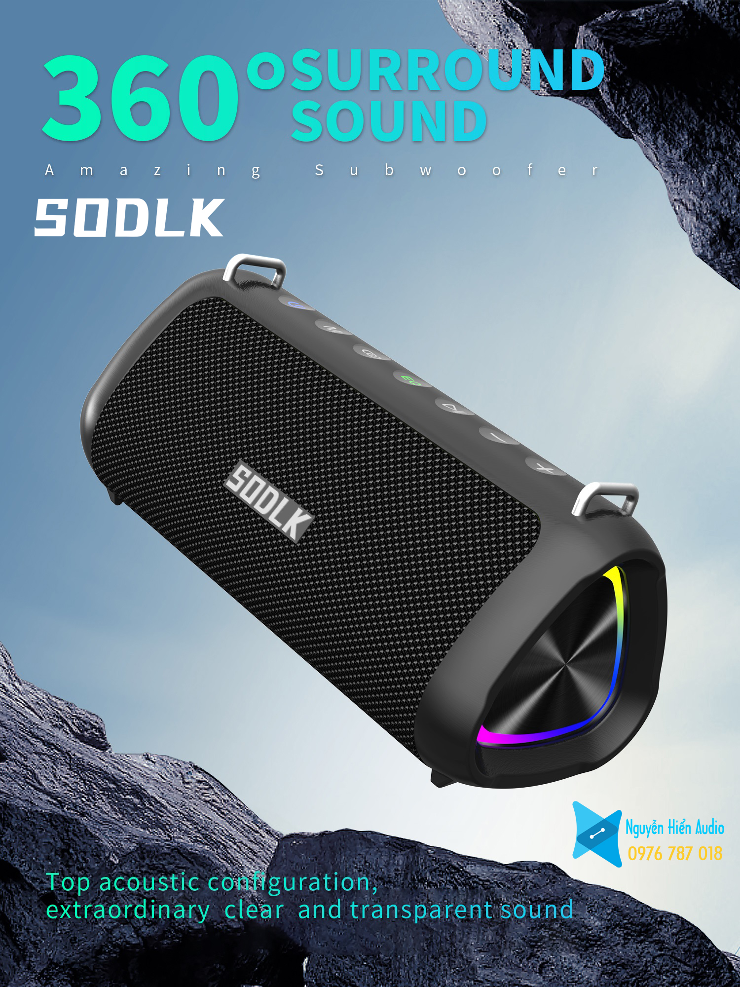 Loa SODLK T18 bluetooth 5.0  Micro karaoke, đèn RGB, 80W