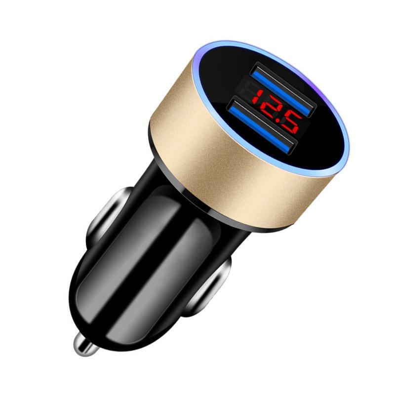 Tẩu Sạc Điện Thoại Nhanh 2 Cổng USB 3.1A Tích Hợp Màn Hình LED Cho Xe Hơi