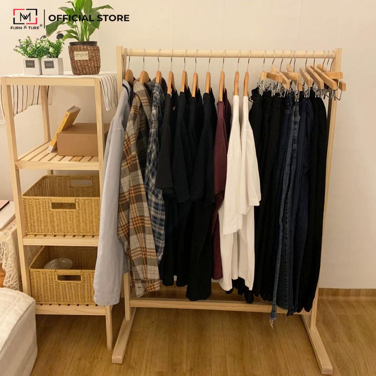 [ NGANG 86 ] GIÁ TREO QUẦN ÁO GỖ LẮP RÁP HÀN QUỐC MWFURNITURE - SINGLE HANGER NATURAL