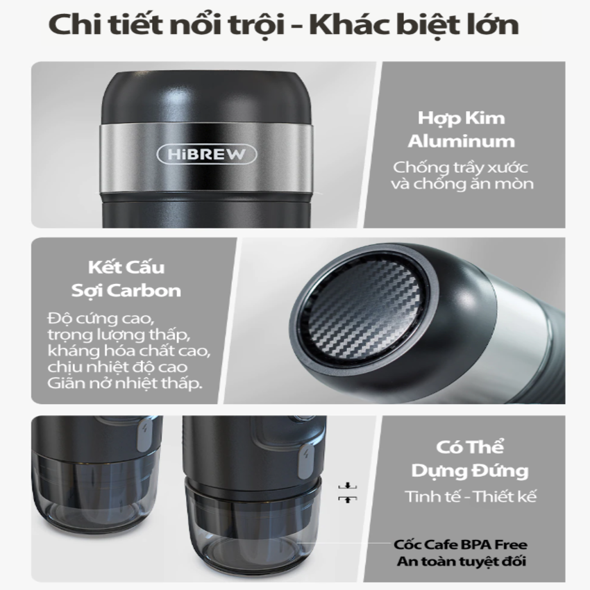 Máy pha cà phê cầm tay Espresso mini 3 trong 1 cao cấp H4A - HÀNG CHÍNH HÃNG
