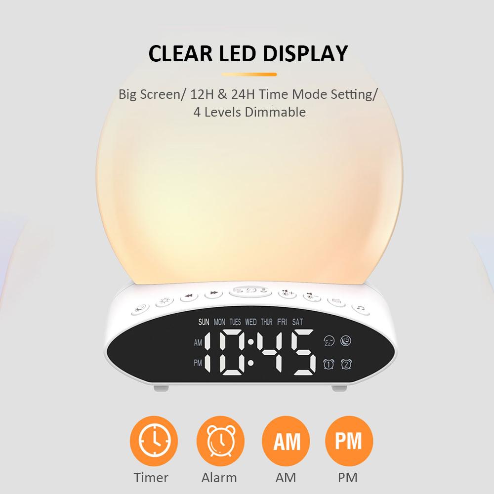 Multifunctional 4 in 1 FM Radio Wake-Up Light Alarm Clock T-ime Projector Desk Lamp 2 * AAA Cell Powered Operated Memory