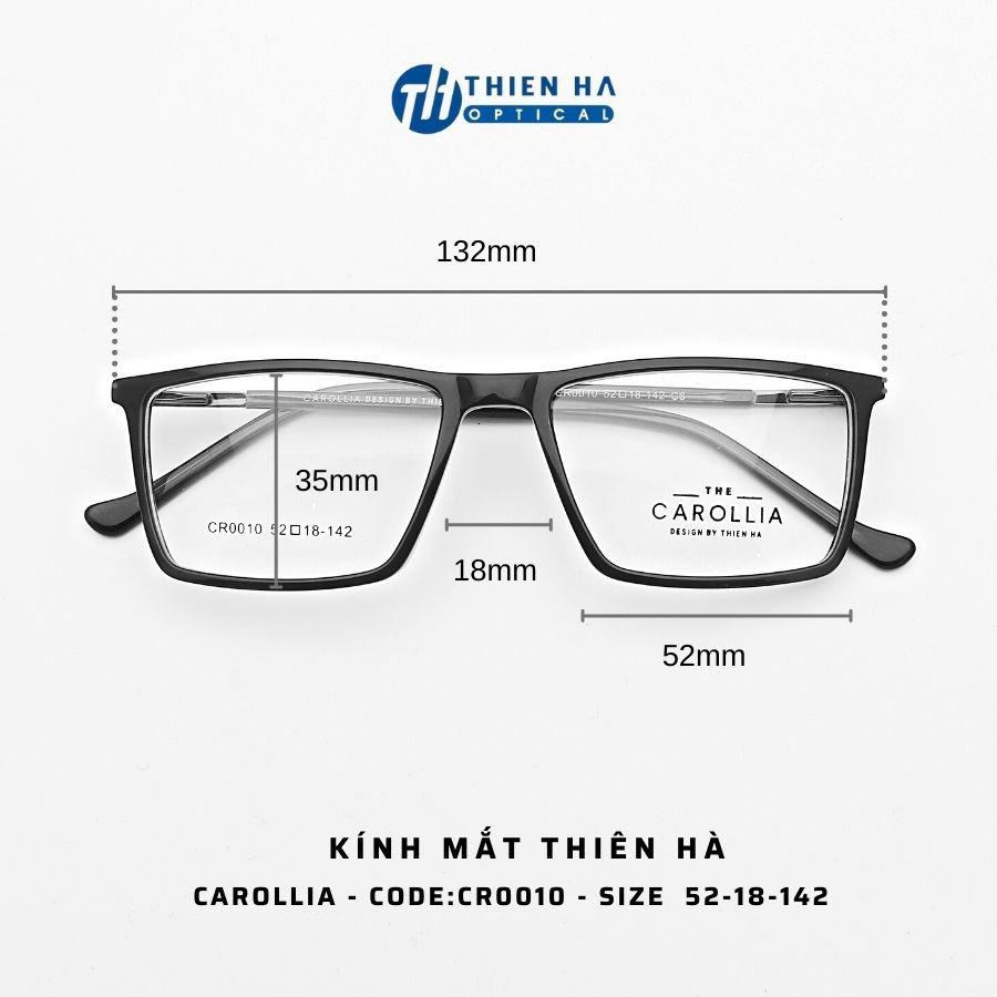 Gọng kính vuông nam nữ cao cấp Thiên Hà OPTICAL chất liệu nhựa ACETATE càng METAL size vừa và nhỏ dễ đeo CAROLLIA CR0010