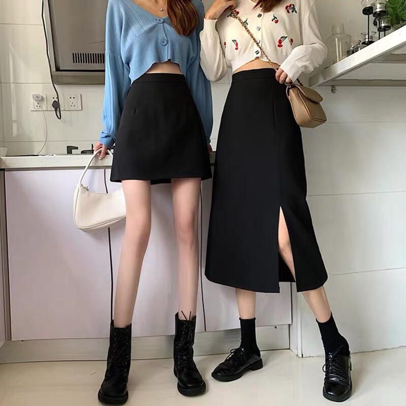 Chân váy midi dài cạp cao dễ dàng mix đồ