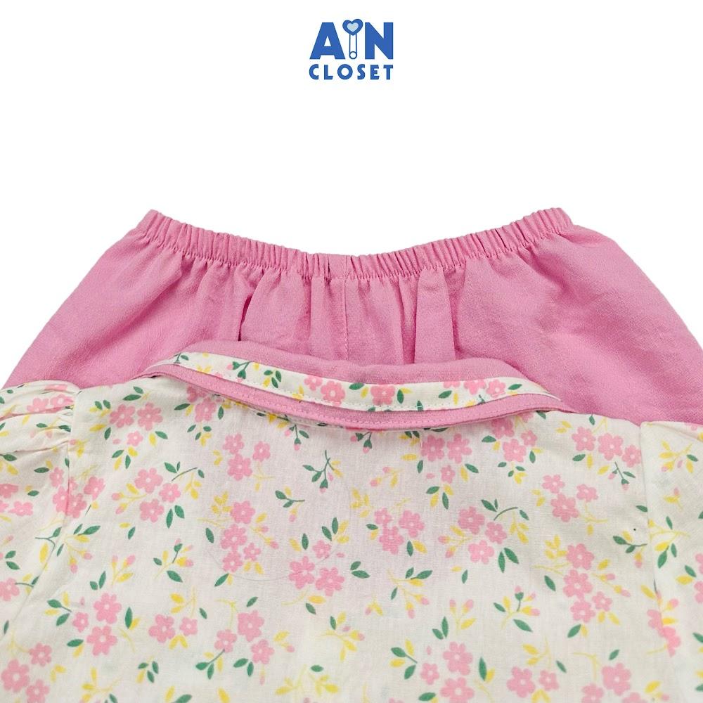 Bộ quần áo ngắn bé gái họa tiết hoa Lưu Ly nhí hồng cotton - AICDBGMUMN3K - AIN Closet