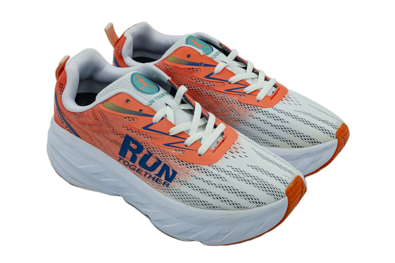 Giày thể thao chạy bộ Run Together công nghệ gắn chip thông minh - Giày sneaker màu cam đế cao