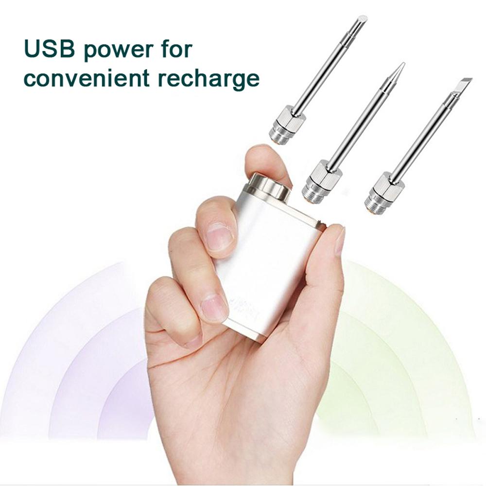 1W-75W Outdoor Portable Electric Soldering Iron USB Rechargeable Wireless Welding Solder Soldering Iron Kit Mini Handheld Replacement Tips Soldering Iron