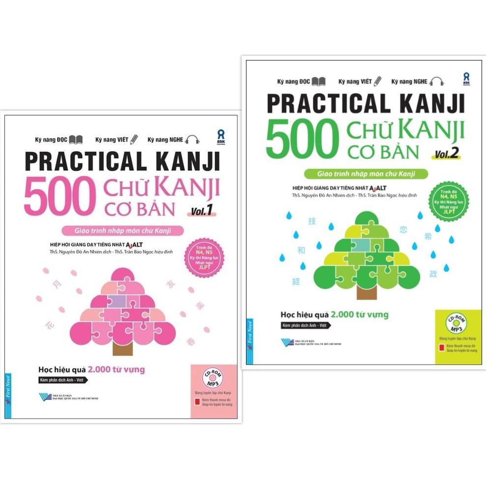 Combo 500 Chữ Kanji Cơ Bản Vol.1 + Vol.2 - Bản Quyền